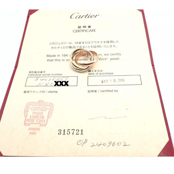 Authentic! Cartier 18k Tri-Color Gold Diamond Trinity Band Ring Size 5.75 Cert. - Picture 4 of 9